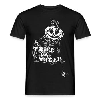 Halloween Trick or Treat Comic Pumpkin Skeleton - Men's T-Shirt - black - Front - AI Model Male 178 light (178cm)