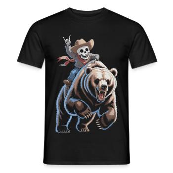 Squelette cow-boy sur ours - T-shirt homme - noir - Devant - AI Model Male 178 light (178cm)