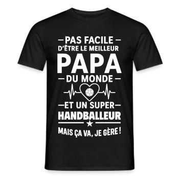 Cœur + Handball – Super Papa Handballeur  - T-shirt homme - noir - Devant - AI Model Male 178 light (178cm)