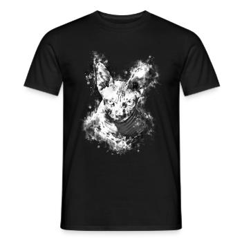 gxp sphynx chat de la hoelle couleur d’eau blanc - T-shirt homme - noir - Devant - AI Model Male 178 light (178cm)