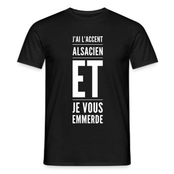 J'ai l'accent alsacien et je vous emmerde - T-shirt homme - noir - Devant - AI Model Male 178 light (178cm)