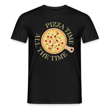 Pizza Time All The Time Lustiger Pizza Spruch - Männer T-Shirt - Schwarz - Vorne - AI Model Male 178 light (178cm)