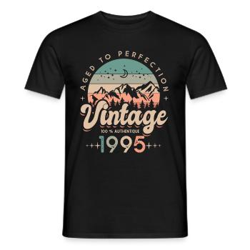 1995 Vintage Anniversary Born in 1995 - Men's T-Shirt - black - Front - AI Model Male 178 light (178cm)