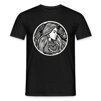 Tribal Girl noir et blanc - T-shirt homme - noir - Devant - AI Model Male 178 light (178cm)