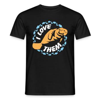 I love manatees, dugong in the Pisces Circle - Men's T-Shirt - black - Front - AI Model Male 178 light (178cm)