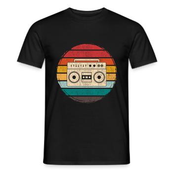 Enregistreurs de cassettes dans les années 80 - T-shirt homme - noir - Devant - AI Model Male 178 light (178cm)