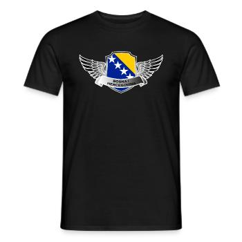 Bosnia Bosna i Hercegovina BiH Flagge Fahne Flügel - Männer T-Shirt - Schwarz - Vorne - AI Model Male 178 light (178cm)