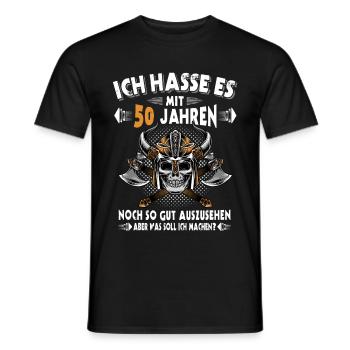 50. Geburtstag 50 Jahre Wikinger Totenkopf Schädel - Männer T-Shirt - Schwarz - Vorne - AI Model Male 178 light (178cm)