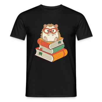 Hérisson sur les livres - T-shirt homme - noir - Devant - AI Model Male 178 light (178cm)