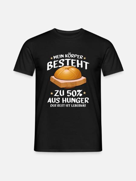 lustiger Leberkas Spruch Fleischkäse - Männer T-Shirt - Schwarz