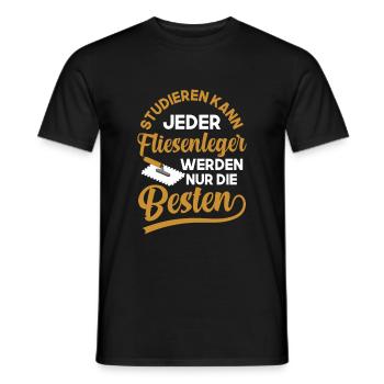 Fliesenleger Spruch Spachtel Fliesen - Männer T-Shirt - Schwarz - Vorne - AI Model Male 178 light (178cm)