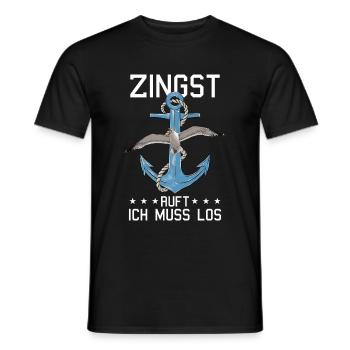 Retro Zingst ruft Anker Ostsee Fischland - Männer T-Shirt - Schwarz - Vorne - AI Model Male 178 light (178cm)