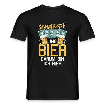 Schafkopf und Bier Kartenspiel Schafkopfen - Männer T-Shirt - Schwarz - Vorne - AI Model Male 178 light (178cm)