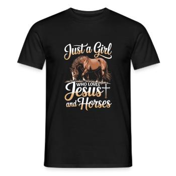 Just a girl who loves horses and jesus - Männer T-Shirt - Schwarz - Vorne - AI Model Male 178 light (178cm)