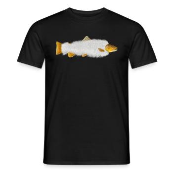 Fisch Forelle unrasiert mit Fell - Männer T-Shirt - Schwarz - Vorne - AI Model Male 178 light (178cm)
