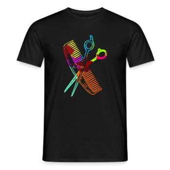 Kamm und Schere Friseurin Geschenk für Friseuse - Männer T-Shirt - Schwarz - Vorne - AI Model Male 178 light (178cm)