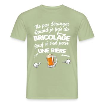 Papy bricoleur humour bricolage bière - T-shirt homme - vert sauge - Devant - AI Model Male 178 light (178cm)