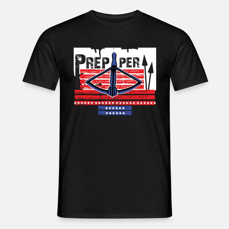 Prepper überlebt mit Armbrust - Männer T-Shirt - Schwarz