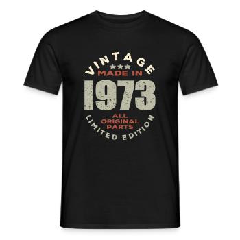 Vintage 1973 - Men's T-Shirt - black - Front - AI Model Male 178 light (178cm)