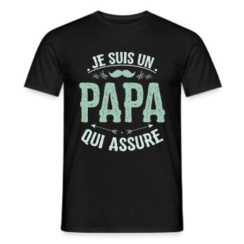 Father's Day T-shirt - a Dad who insures - Men's T-Shirt - black - Front - AI Model Male 178 light (178cm)