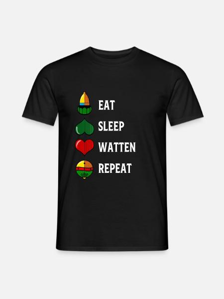 EAT SLEEP WATTEN REPEAT Watteln Kartenspiel Karten - Männer T-Shirt - Schwarz