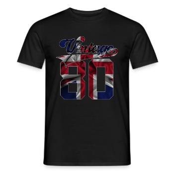 46E ANNIVERSAIRE BRITANNIQUE ANNÉES 1980 - T-shirt homme - noir - Devant - AI Model Male 178 light (178cm)