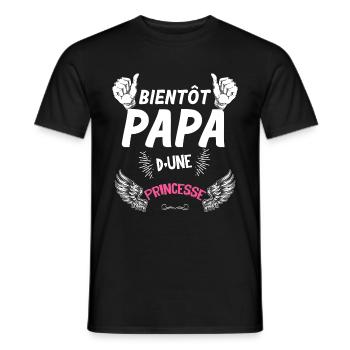 Bientot papa d'une princesse Future Naissance - T-shirt homme - noir - Devant - AI Model Male 178 light (178cm)