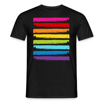 Regenbogen Farben Streifen LGBT LGBTQ Gay Pride - Männer T-Shirt - Schwarz - Vorne - AI Model Male 178 light (178cm)