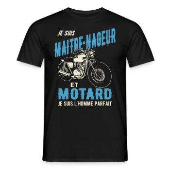 maitre nageur et motard l'homme parfait - T-shirt homme - noir - Devant - AI Model Male 178 light (178cm)