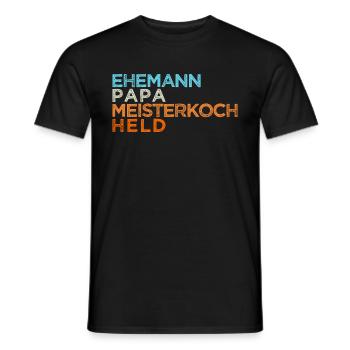 EHEMANN PAPA MEISTERKOCH HELD - Geschenkidee - Männer T-Shirt - Schwarz - Vorne - AI Model Male 178 light (178cm)