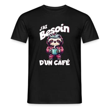 J'ai besoin d'un café - T-shirt homme - noir - Devant - AI Model Male 178 light (178cm)