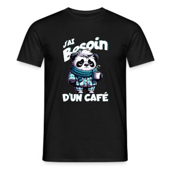 J'ai besoin d'un café - T-shirt homme - noir - Devant - AI Model Male 178 light (178cm)