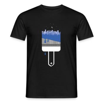 Pinceau ville nuit couleur - T-shirt homme - noir - Devant - AI Model Male 178 light (178cm)