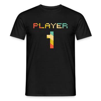 Player 1 Player 2 Gamer Couple Gamer Partner Look - Men's T-Shirt - black - Front - AI Model Male 178 light (178cm)