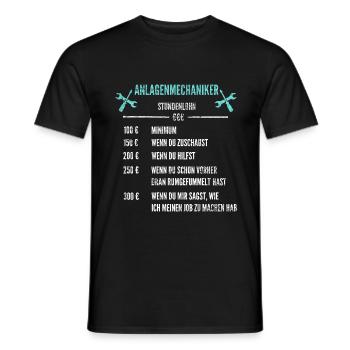 Stundenlohn | Anlagenmechaniker - Männer T-Shirt - Schwarz - Vorne - AI Model Male 178 light (178cm)