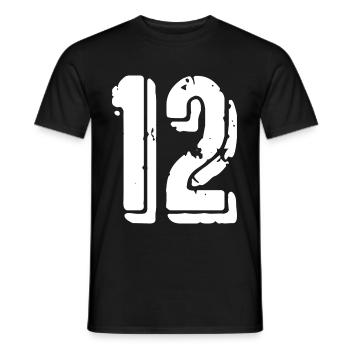 12 Zahl Trikot - Männer T-Shirt - Schwarz - Vorne - AI Model Male 178 light (178cm)