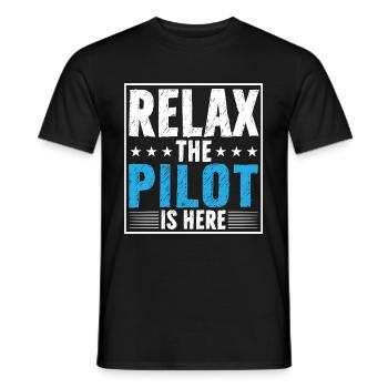 Détendez-vous le pilote est ici - T-shirt homme - noir - Devant - AI Model Male 178 light (178cm)