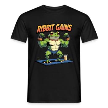 Lustiges Muskel-Frosch-Design - Ribbt Gains - Männer T-Shirt - Schwarz - Vorne - AI Model Male 178 light (178cm)