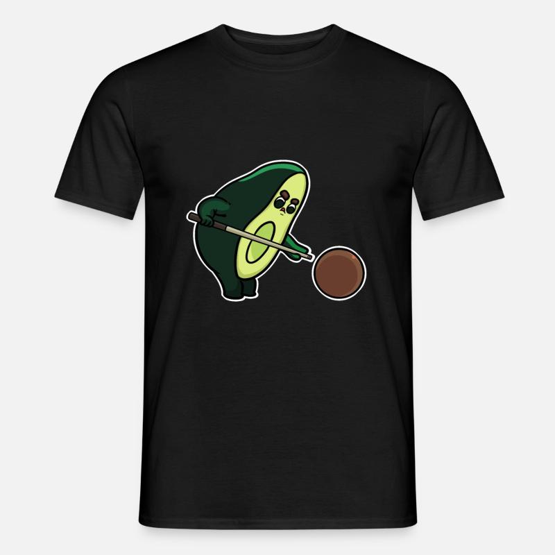 Billard Avocado mit Schläger & Ball als Geschenk - Männer T-Shirt - Schwarz