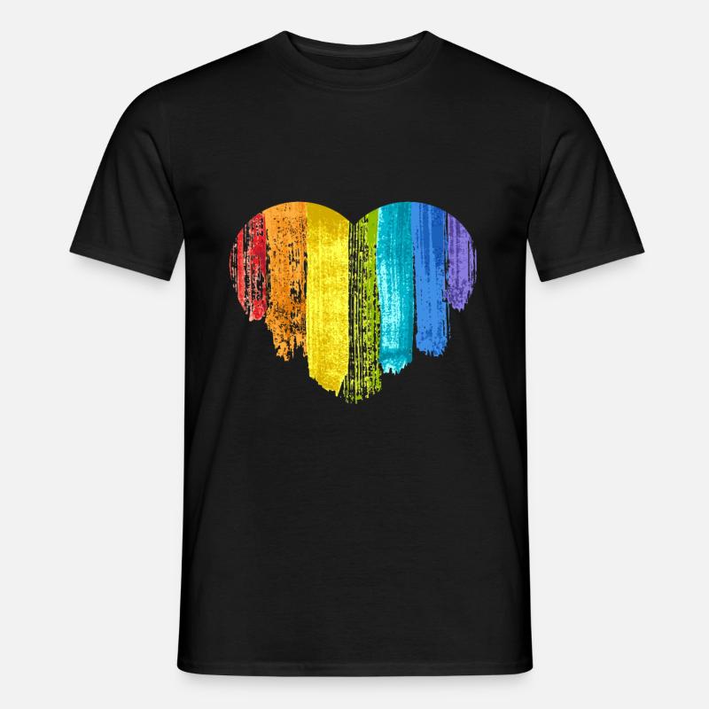Regenbogen Herz Toleranz Regenbogenfahne - Männer T-Shirt - Schwarz