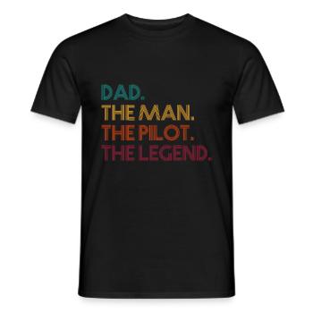 Dad The Man The Pilot The Legend Airplane Pilot - Men's T-Shirt - black - Front - AI Model Male 178 light (178cm)