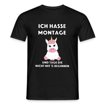 Einhorn Unicorn Ich hasse Montag I hate Mondays - Männer T-Shirt - Schwarz - Vorne - AI Model Male 178 light (178cm)