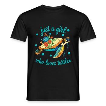 Just A Girl Who Loves Turtles Schildkröte - Männer T-Shirt - Schwarz - Vorne - AI Model Male 178 light (178cm)