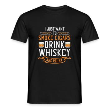 Just Want To Smoke Cigars Drink Whiskey and Relax - Men's T-Shirt - black - Front - AI Model Male 178 light (178cm)