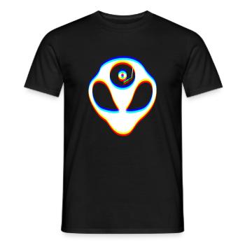 Glitch Art | Optical Illusion Vaporwave EDM Rave - Men's T-Shirt - black - Front - AI Model Male 178 light (178cm)