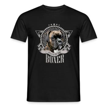 Boxer dog - Men's T-Shirt - black - Front - AI Model Male 178 light (178cm)