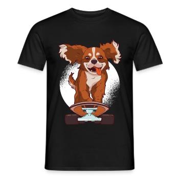 Dog Skateboard Cavalier King Charles Spaniel - Men's T-Shirt - black - Front - AI Model Male 178 light (178cm)