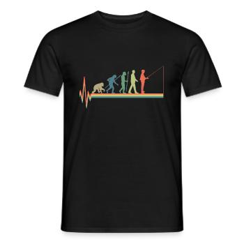 Evolution fishing heartbeat retro vintage - Männer T-Shirt - Schwarz - Vorne - AI Model Male 178 light (178cm)