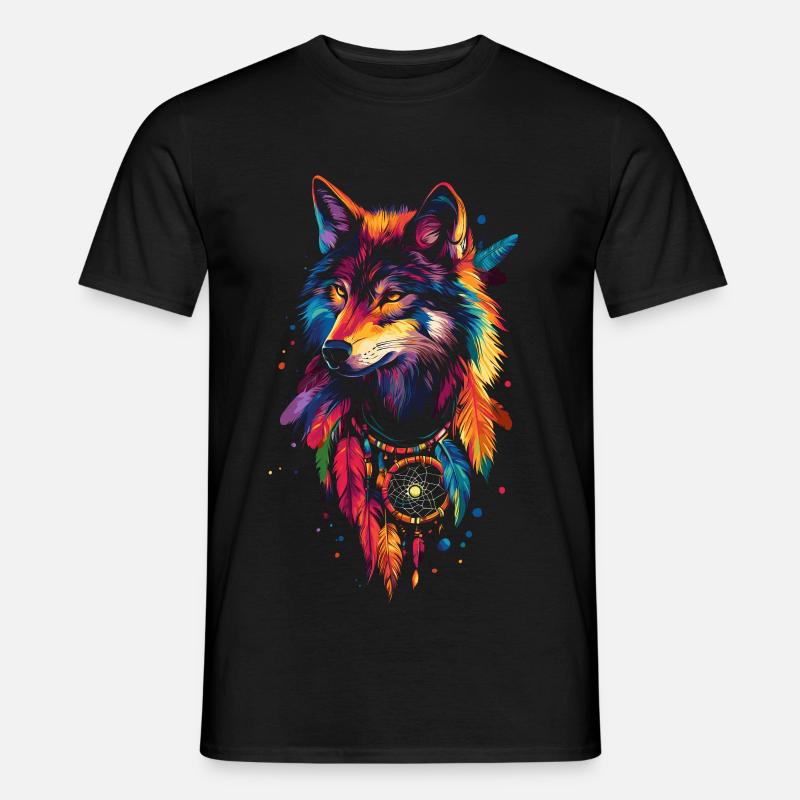 Wolf Traumfänger - Männer T-Shirt - Schwarz