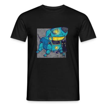 Retro robot dog - Men's T-Shirt - black - Front - AI Model Male 178 light (178cm)